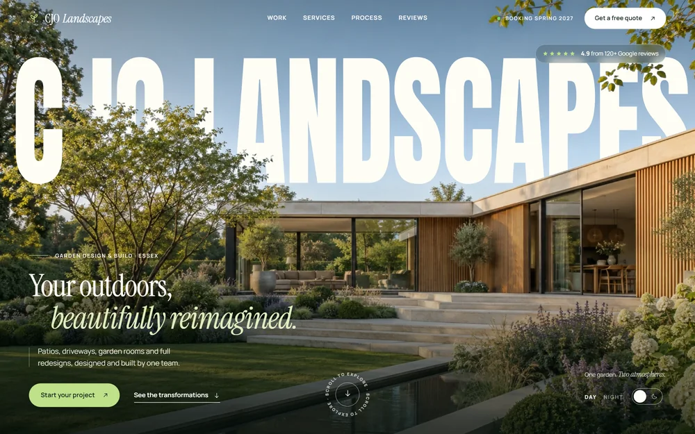 CJO Landscapes: the website on a desktop screen