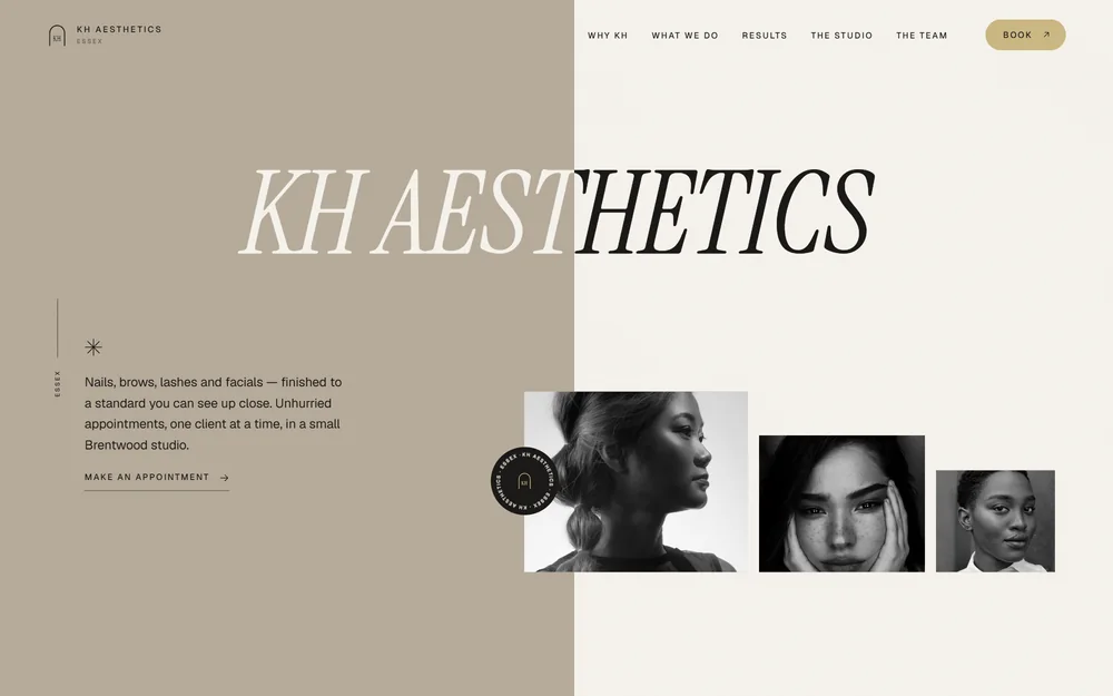 KH Aesthetics: the website on a desktop screen